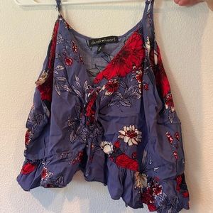 laced up floral tank top